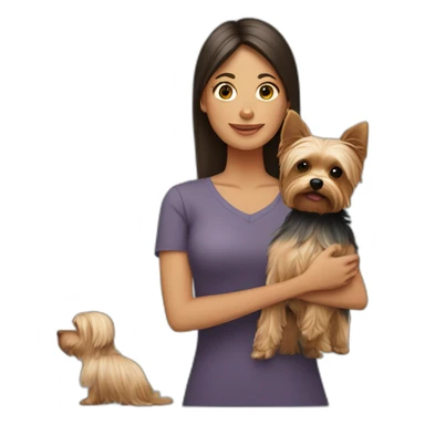 Mujer pelirroja con su Yorkshire Terrier sticker