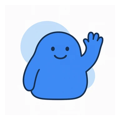 a blue blob waving hello sticker