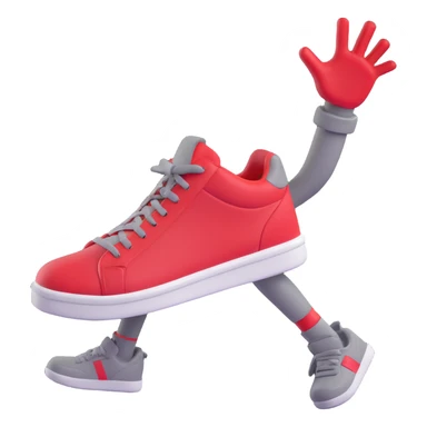 3D Emoji style sneaker with University Red, Black, and Cement Grey colorway, inspired by DJ Khaled's Grateful Air Jordan 3, with arms and legs, fun expression sticker