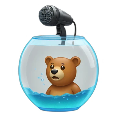 fishbowl with a bear microphone inside sticker