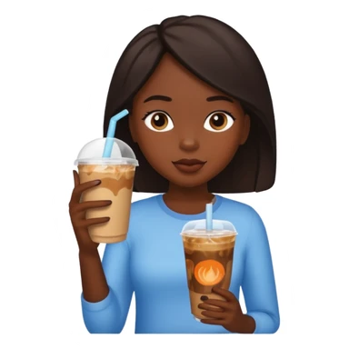 Black girl drinking iced coffee sticker