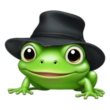 Cute Frog black cloth hat sticker