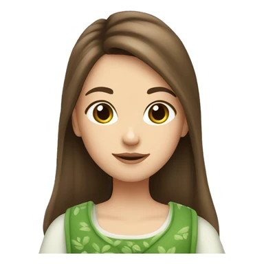 a girl with a brown hair holding a matcha￼ sticker