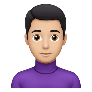 Jeff Wiggle of The Wiggles with light tan skin, black hair, brown eyes, purple skivvy shirt sticker