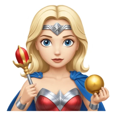 Blonde blue eyes Wonder Woman holding bell and baton sticker