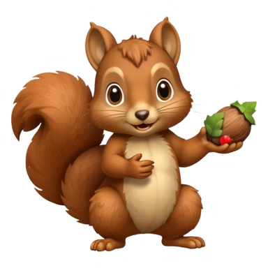 A playful squirrel holding an acorn with both paws.












































 sticker