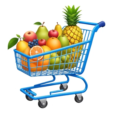 tropic fruits in a blue Shopping cart  sticker