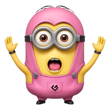 A pink screaming minion sticker