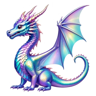 Sparkly glossy Pastel iridescent glass dragon sticker
