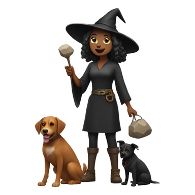 Witch with dogs selling rocks  sticker