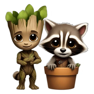baby groot and rocket racoon sticker