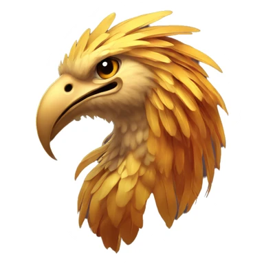 Phoenix head with golden feathers and a short beak sticker