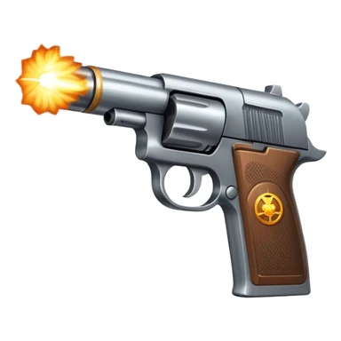 Pistol firing with muzzle flash sticker