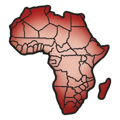Africa map in red sticker