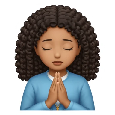 brown girl praying curls black hair and eyes closed sticker