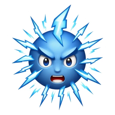 Rayos, centellas y fuego con expresiones de furia extrema azul sticker