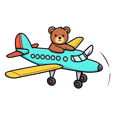 Bear with airplane sticker