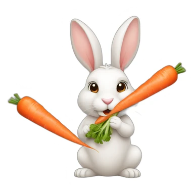 Rabbit eating carrot sticker