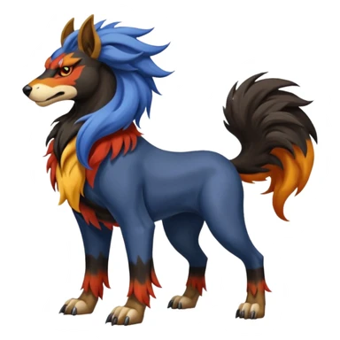 Lycanthropic Cobalt-colored Feminine Entei-Houndoom-beast (full body) sticker