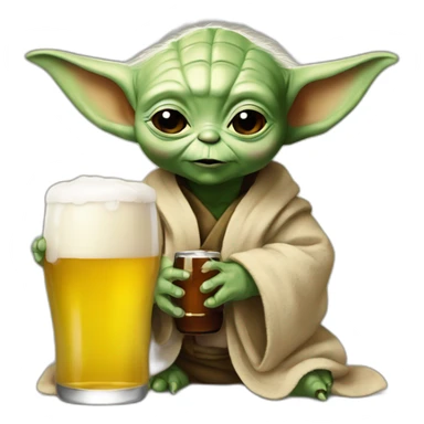 Bébé Yoda avec une bière sticker