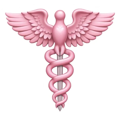 Caduceus symbol, soft pastel pink, iOS emoji style, variation 3 sticker