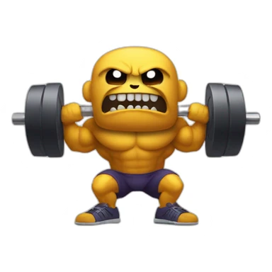 scary monster with big muscles lifting weights sticker