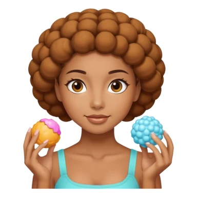 Carmel girl with two puff balls doing skincare sticker
