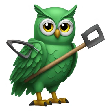 A green owl holding a crowbar sticker