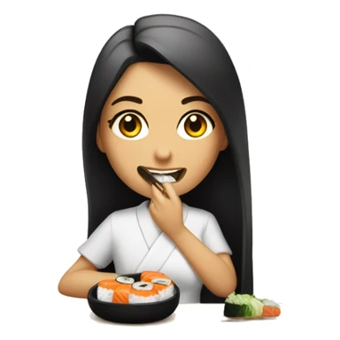 Una chica comiendo sushi pero no le gusta sticker