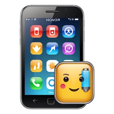 Honor phone with app icons, time, Wi-Fi and battery level sticker