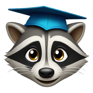 raccoon face wink eyes with graduation hat sticker