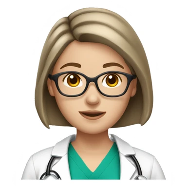 White girl with brunette short hair with stethoscope sticker