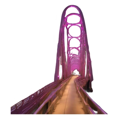 Swirly structural bridge in Chicago with pretty lights sticker