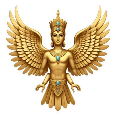 Ancient Persian Faravahar symbol with wings and human figure sticker