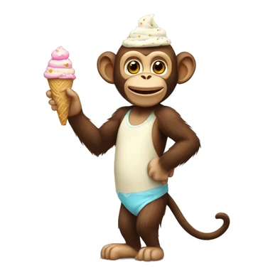 A monkey wearing an ice cream costume ￼ sticker