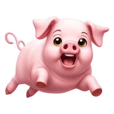 back chick jumping on cute pig head sticker