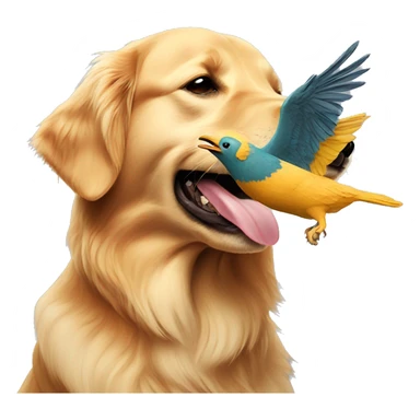 Golden retriever carrying a bird in its mouth sticker