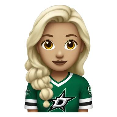 Blonde girl wearing Dallas Stars jersey sticker