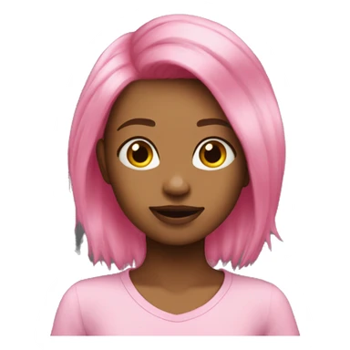 emohair with babie pink hair，yello woman sticker