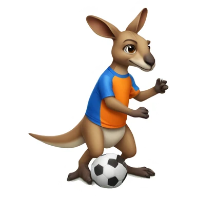 kangaroo wearing orange and blue jersey playing football sticker