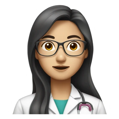 Asian medical doctor woman with glasses with long hair sticker
