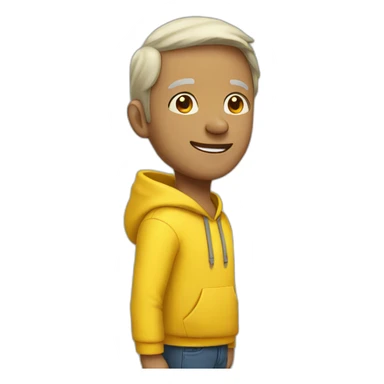 A mature boy wearing yellow hoodie sticker