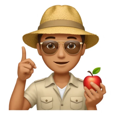 Draw a male tourist who pointed his phone for a photo. In the style of an Apple emoji sticker