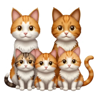 3 cats different colours including brown tabby and white, light patchy calico, and ginger and white sticker