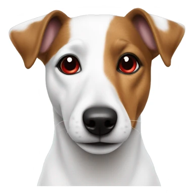 A white Jack russel terier with one red spot on left ear sticker