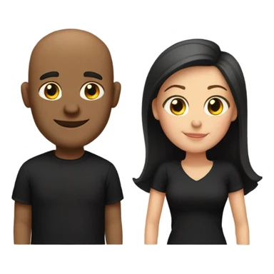 Husband and bald wife in black shirts sticker
