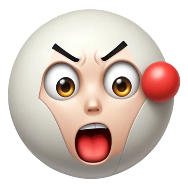 Cartoon-style punching ball hitting a shocked face, transparent background. sticker