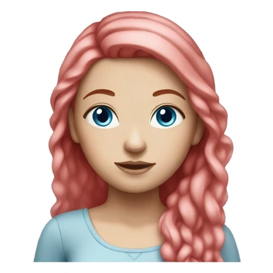 White Girl with red pink hair and blue eyes  sticker