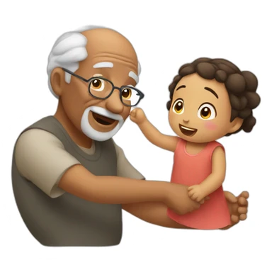 Grandpa playing with grand daughter sticker