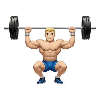 Powerlifting emblem featuring a stylized barbell with heavy weights on each side, flanked by muscular arms gripping the bar. The design is bold and dynamic, symbolizing strength and determination. The background is minimal, focusing on the emblem itself, with a sleek and professional look.  sticker